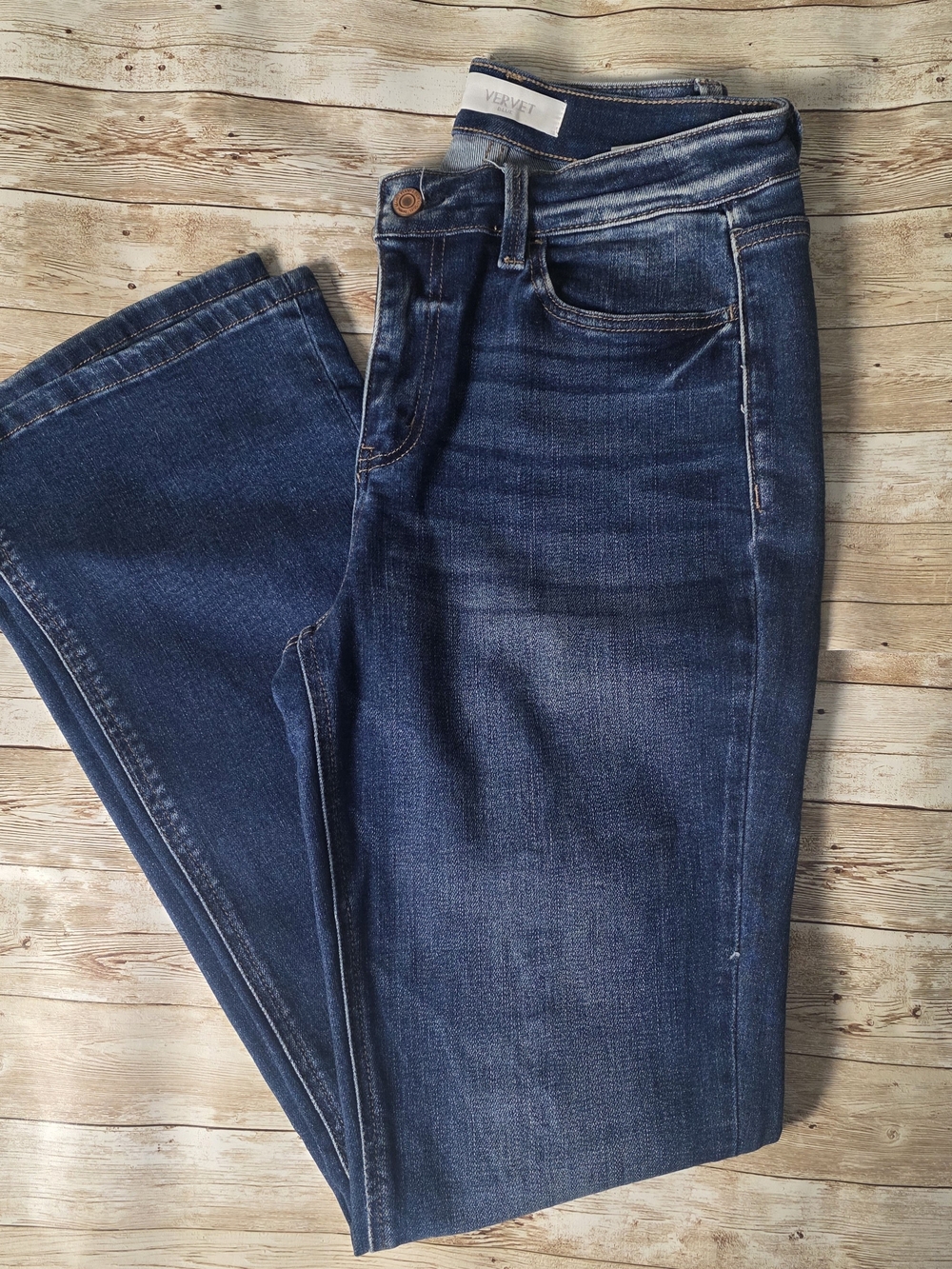 Vervet by Flying Monkey Women's Dark Blue Stretch Jeans